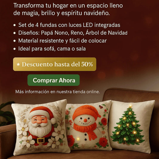 Set de Fundas Navideñas con Luces LED (Paga 3 lleva 4)🎄