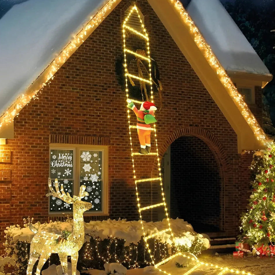 🎅🏻 Papa Noel Con Escalera De Luces (2 mts)🎅🏻