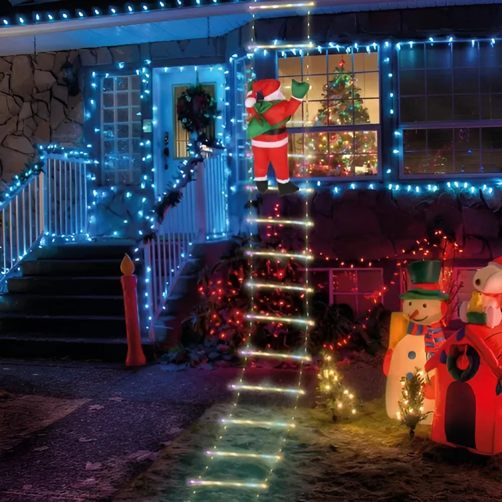 🎅🏻 Papa Noel Con Escalera De Luces (2 mts)🎅🏻